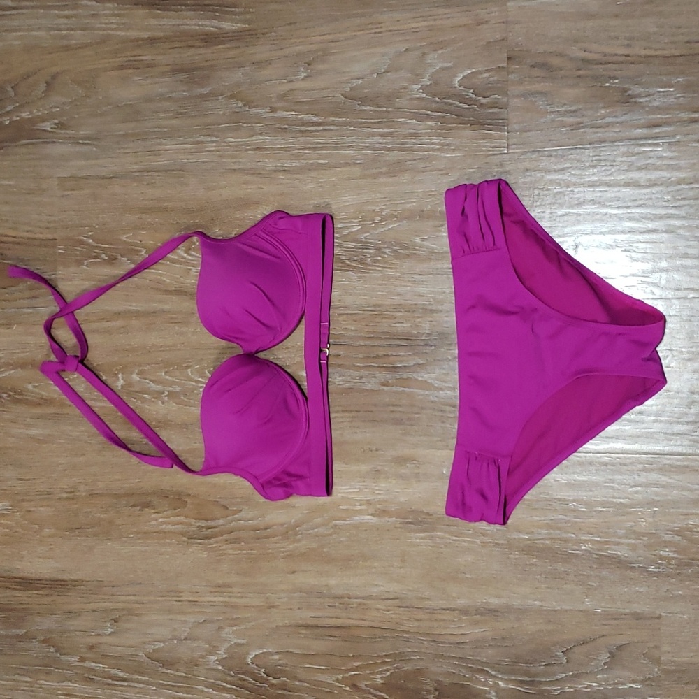 (S) Solid Color Matching Bikini Two Piece Swimsuit Beach Vacation Mermaidcore